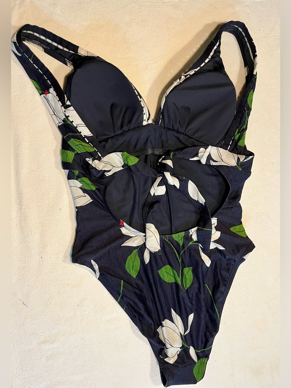 Robin Piccone Navy Floral One-Piece Swimsuit Size 10 - Picture 4 of 9